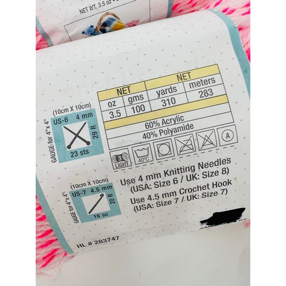 3 Baby Bee Sweet Delight Wrap Baby Yarn Pink White PRINCESS Crochet Lovey - Picture 5 of 6